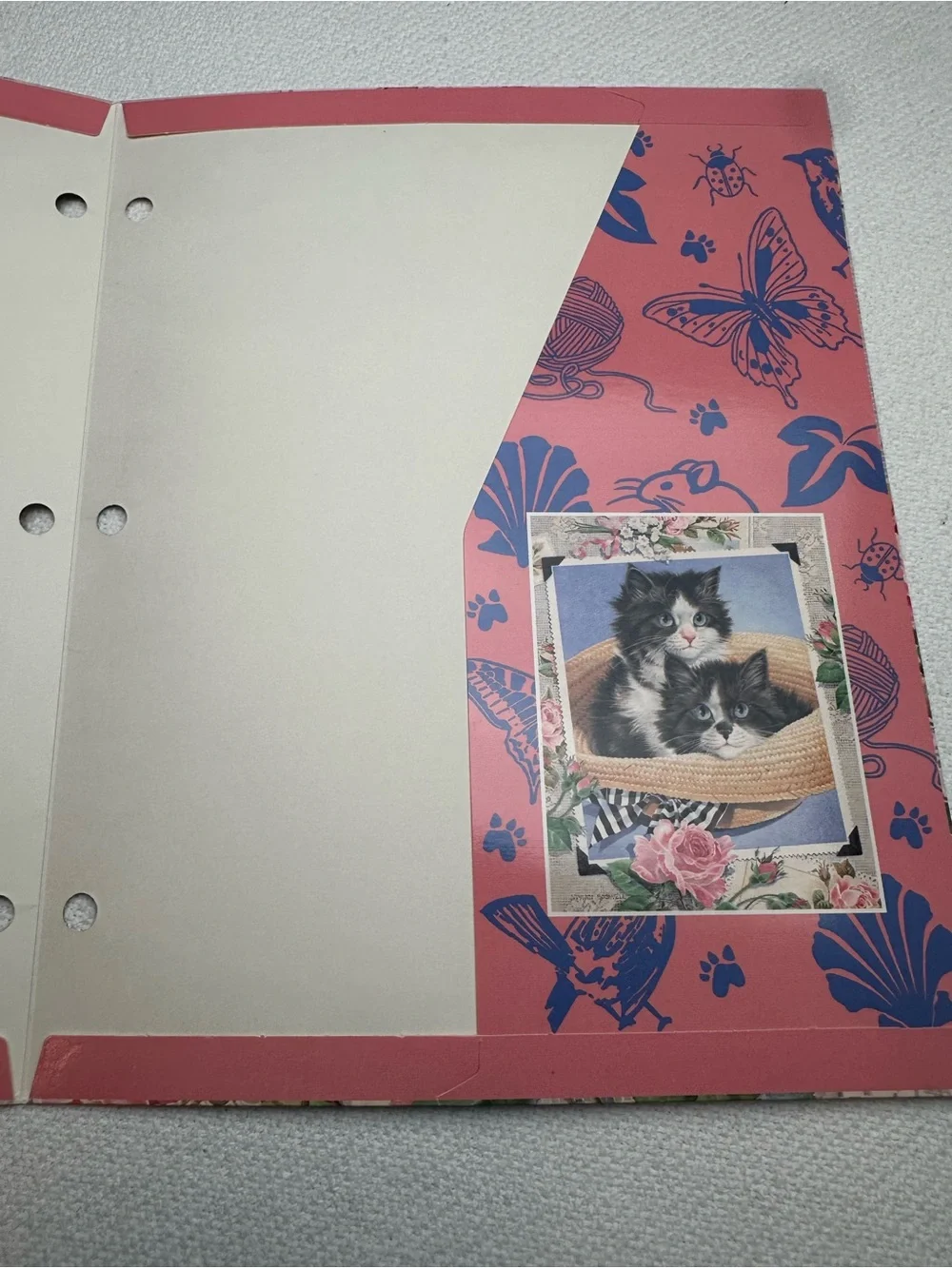 Vintage Mead Sophistics Black & White Kitten in hat Art Folder